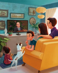 family watching conference