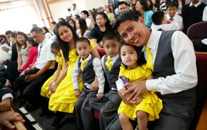 Family attending LDS church