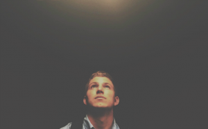 a man looking up