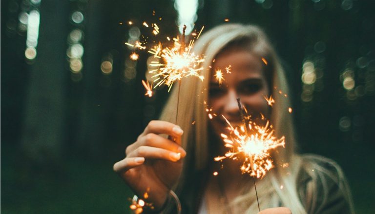 Girl with light crackers