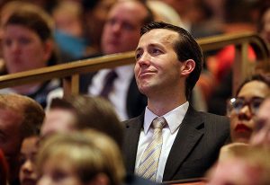 Conference goers listen to Music and the Spoken Word before the morning session of the 188th Annual General Conference of The Church of Jesus Christ of Latter-day Saints at the Conference Center in Salt Lake City on Sunday, April 1, 2018.