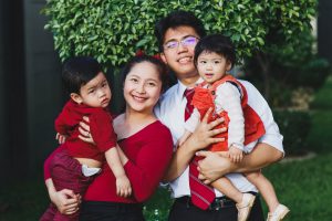 family of 2 children