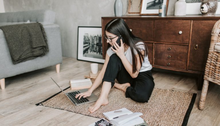 woman working on a computer