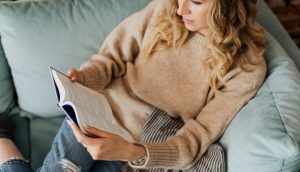A person reading a book.